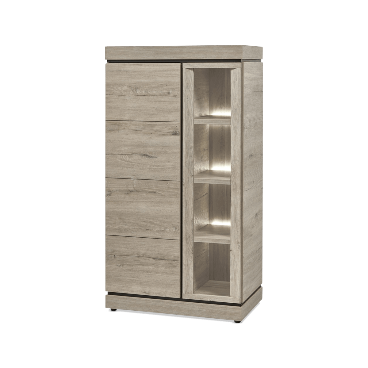 Vitrine KASIMO Links Eik Lichtgrijs B84