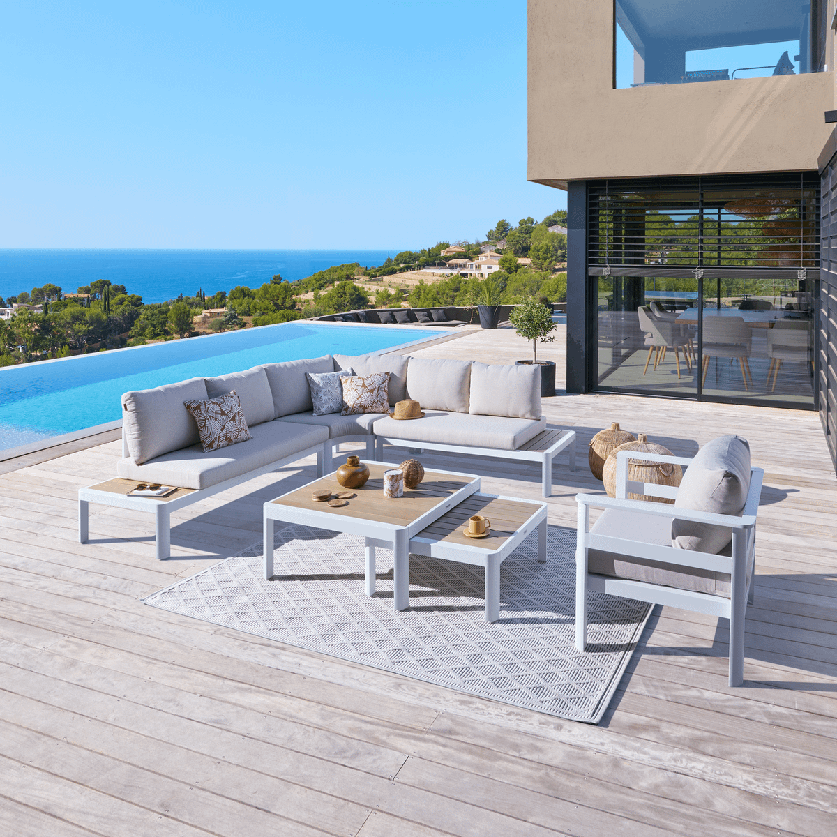 Loungehoek VITERBO Wit/Beige
