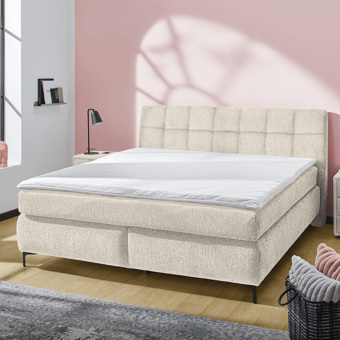 Boxspring ADORP Chenille Greige 180x200