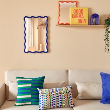 Spiegel JUDYN Golvend Blauw XL Spiegel JUDYN Golvend Blauw XL