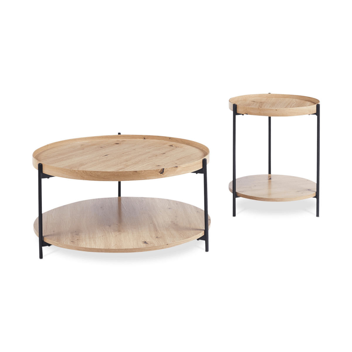 Salontafel JACOB Ø80 M/Onderblad Oude Eik