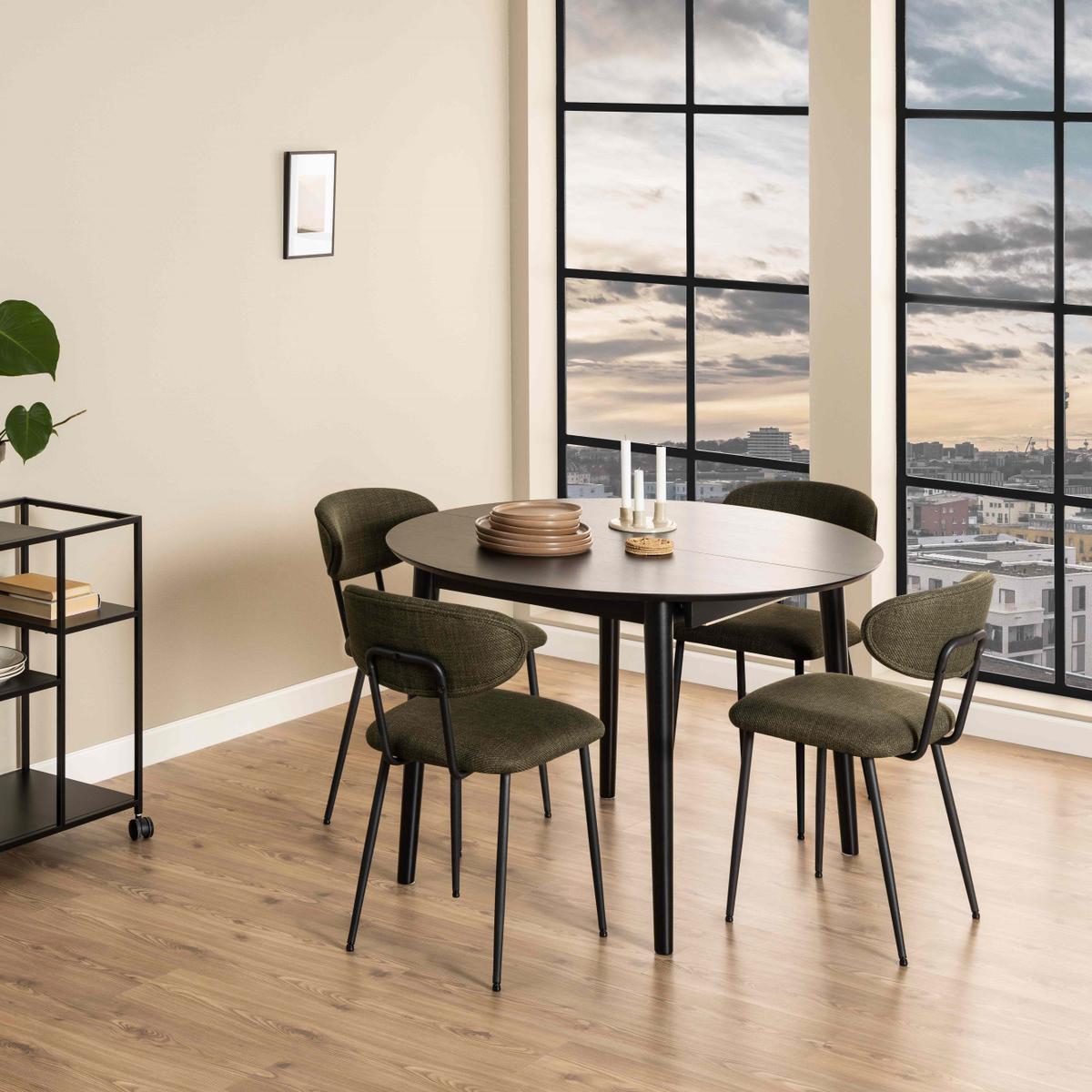 Eettafel Verlengbaar VEZNA Ø115/Ø154 Zwart Eikfineer