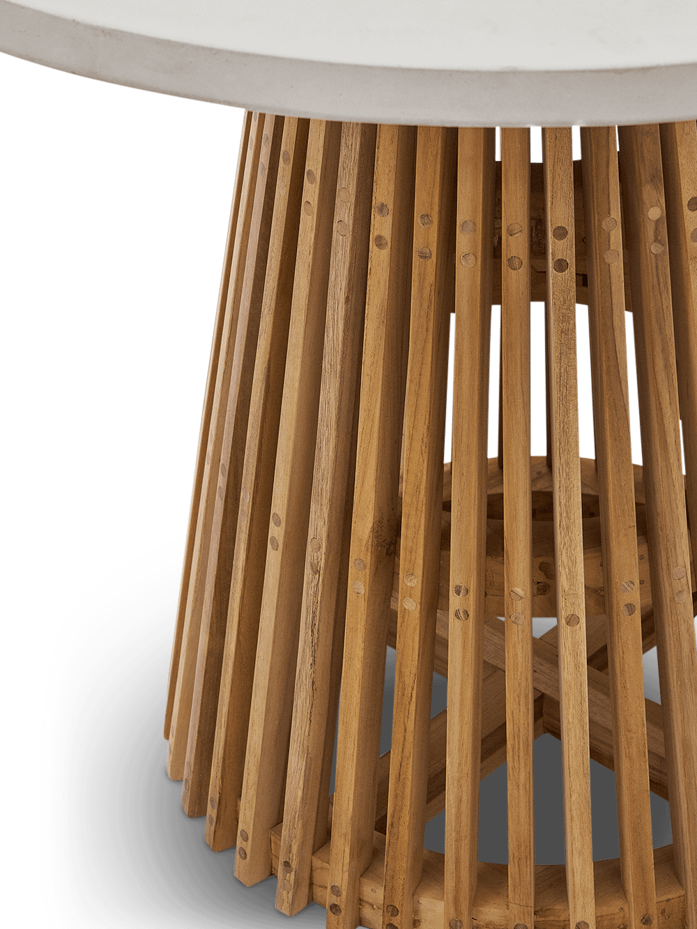 Ronde tuintafel Alcaufar van massief teakhout en grijs cement ⌀90 cm