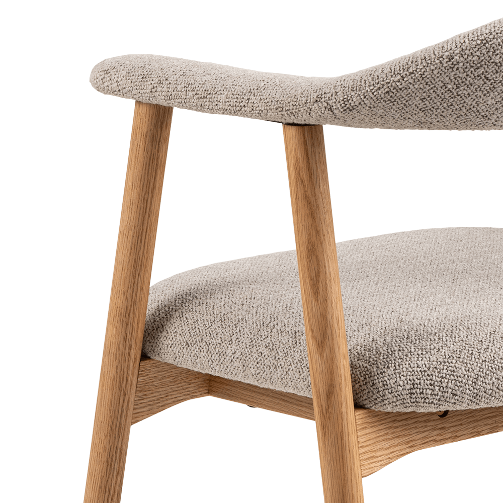 Armstoel COLETTE Monza Beige - Poot Eik Armstoel COLETTE Monza Beige - Poot Eik