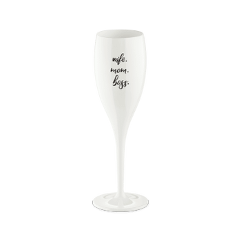 Champagneglas WIFE.MOM.BOSS. 100ml Wit Champagneglas WIFE.MOM.BOSS. 100ml Wit