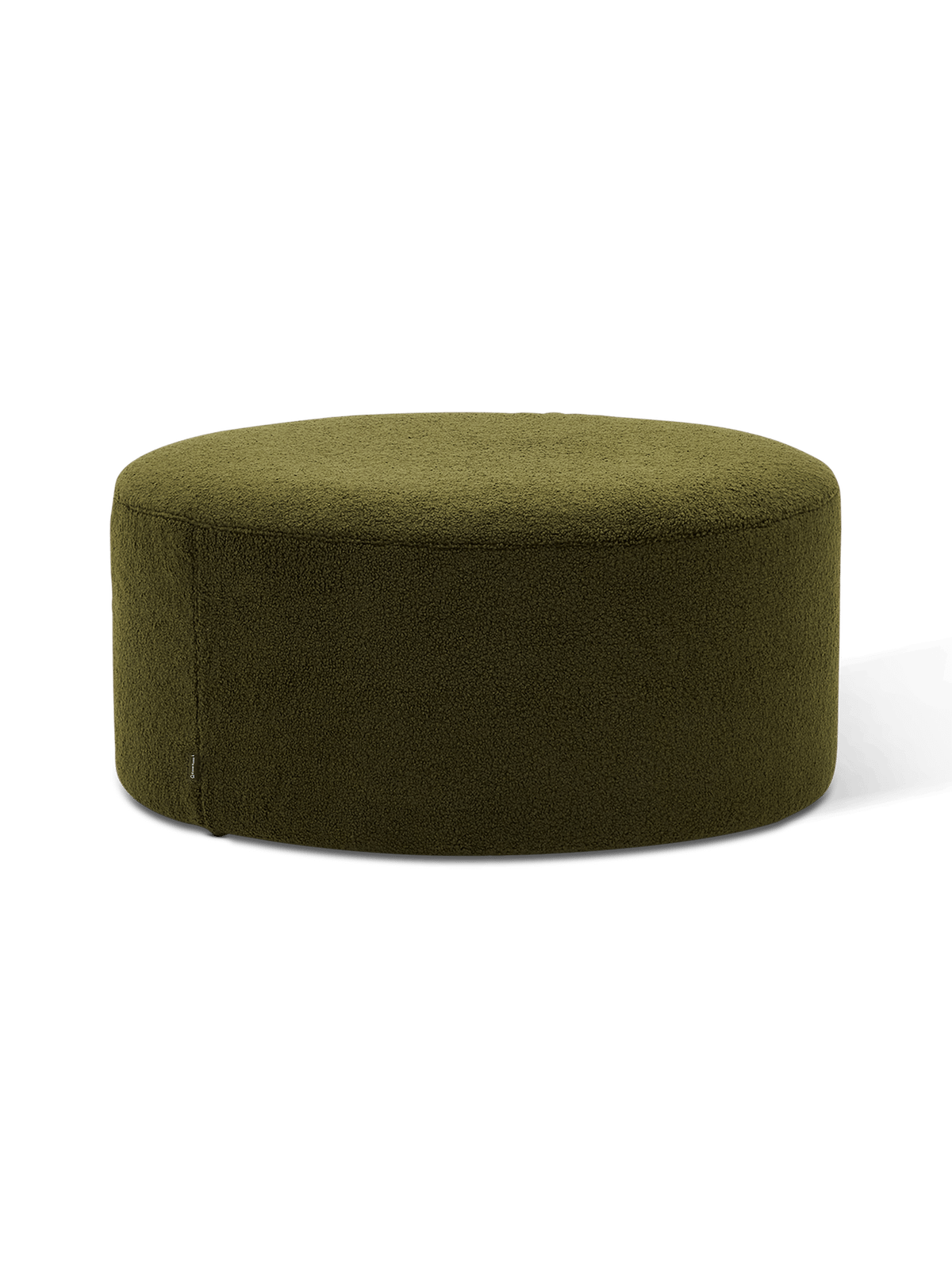 Kaeli voetenbank met afneembare hoes in groen bouclé ⌀90 cm