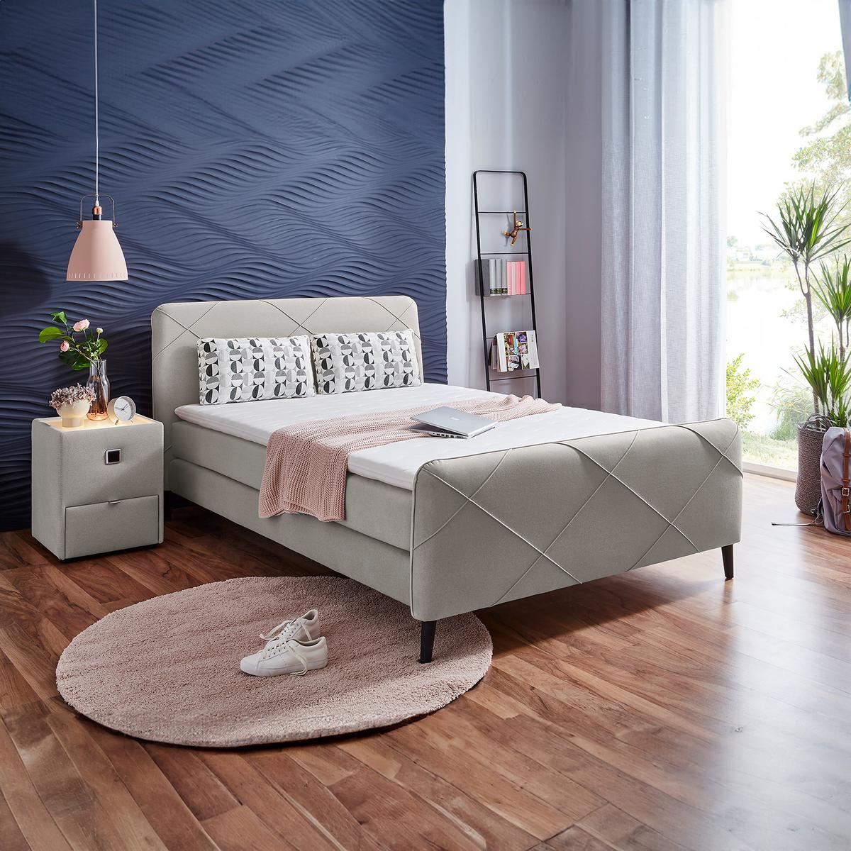 Boxspring HEERLEN Stof 425/29 Greige 140x200