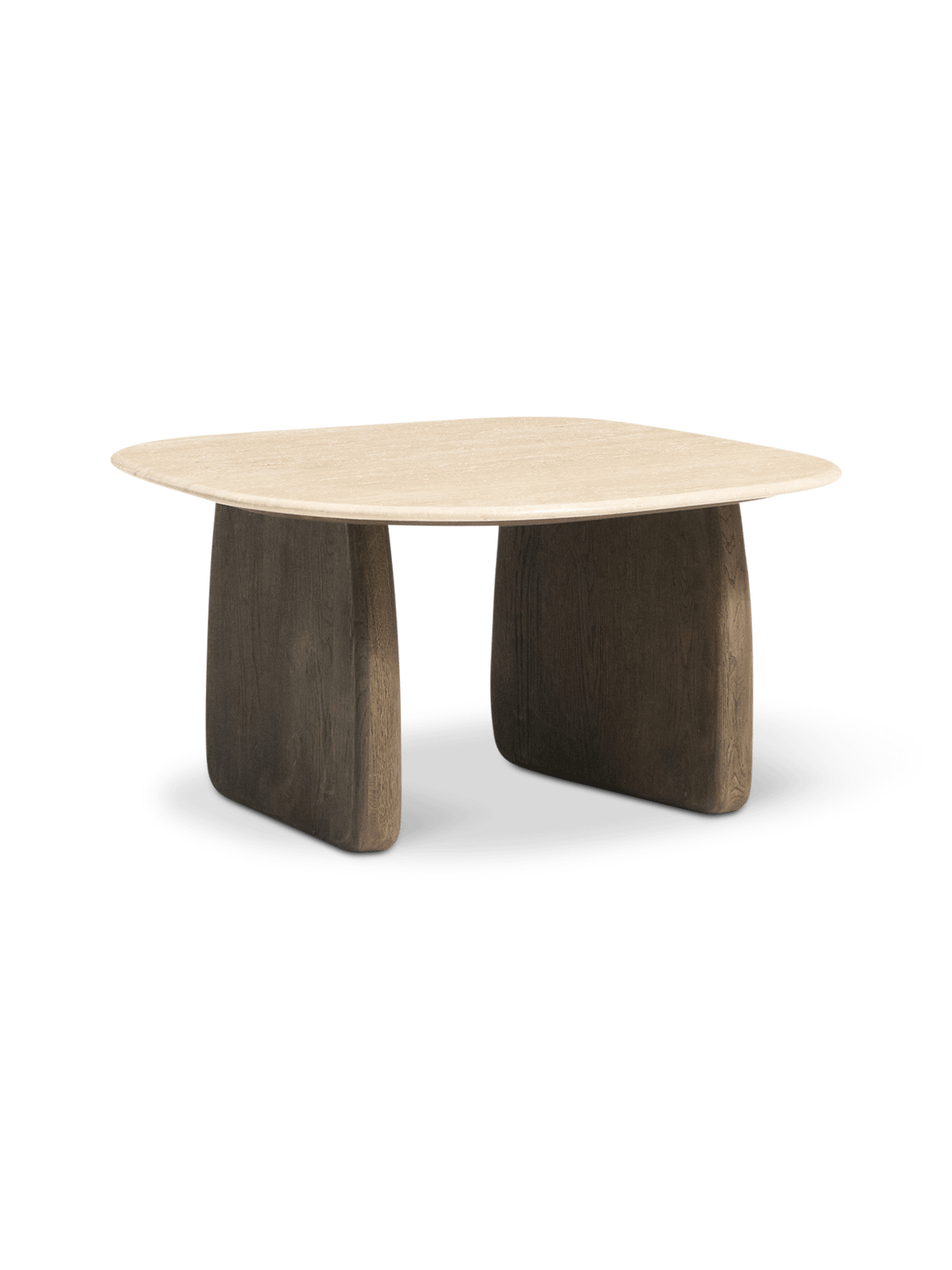 Bijzettafel Pirita Travertin beige/Dk. eik 71 x 70 cm