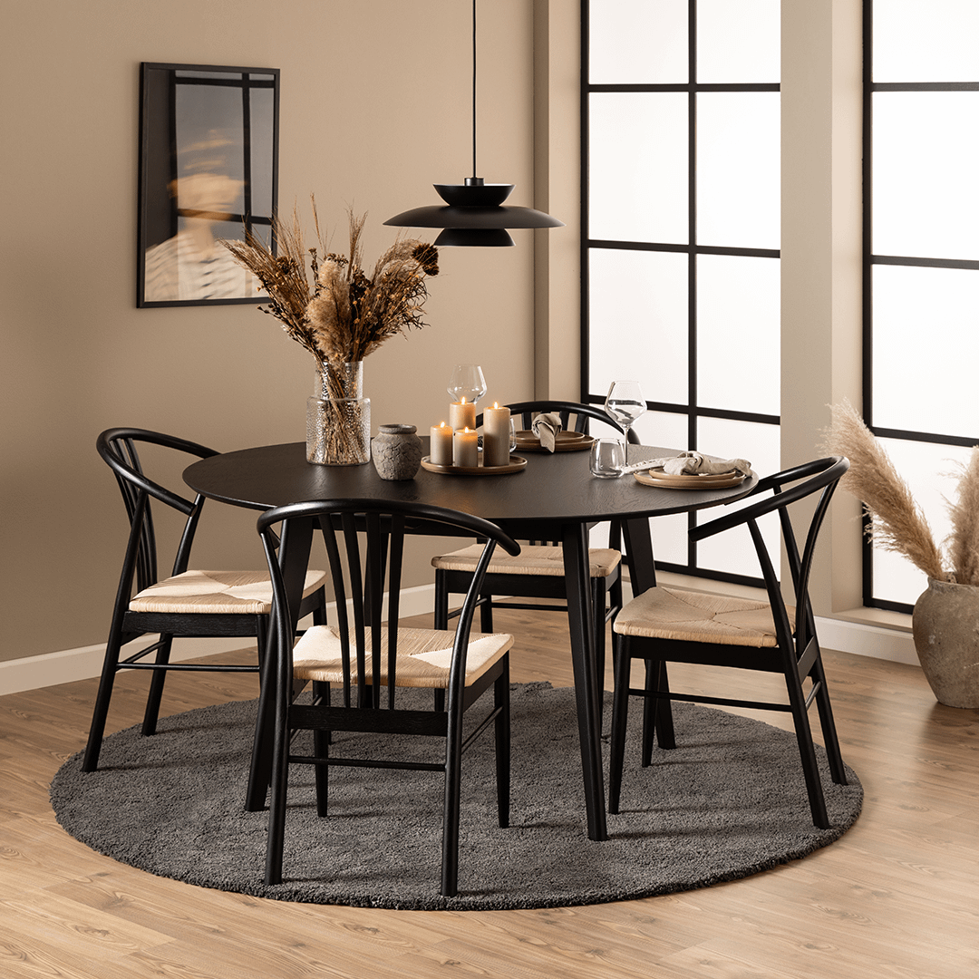 Eettafel MARIS Zwart Eikfineer Ø140cm Eettafel MARIS Zwart Eikfineer Ø140cm