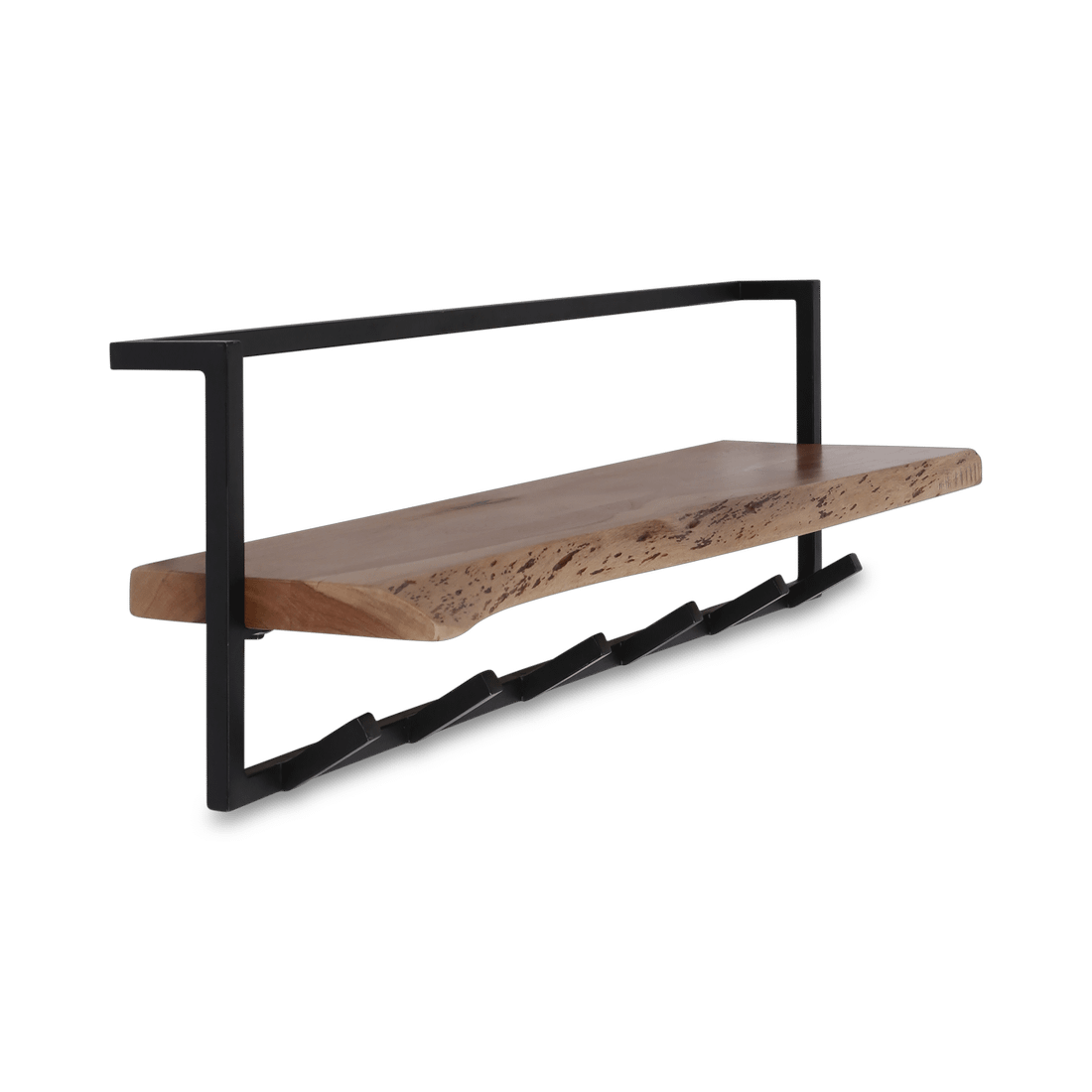 Kapstok 6 haken met plank, massief accacia naturel Kapstok 6 haken met plank, massief accacia naturel