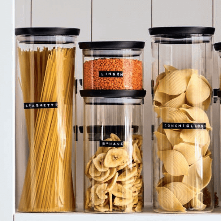 Voorraadpot BLORK 1,65l Glas M/Deksel Zwart