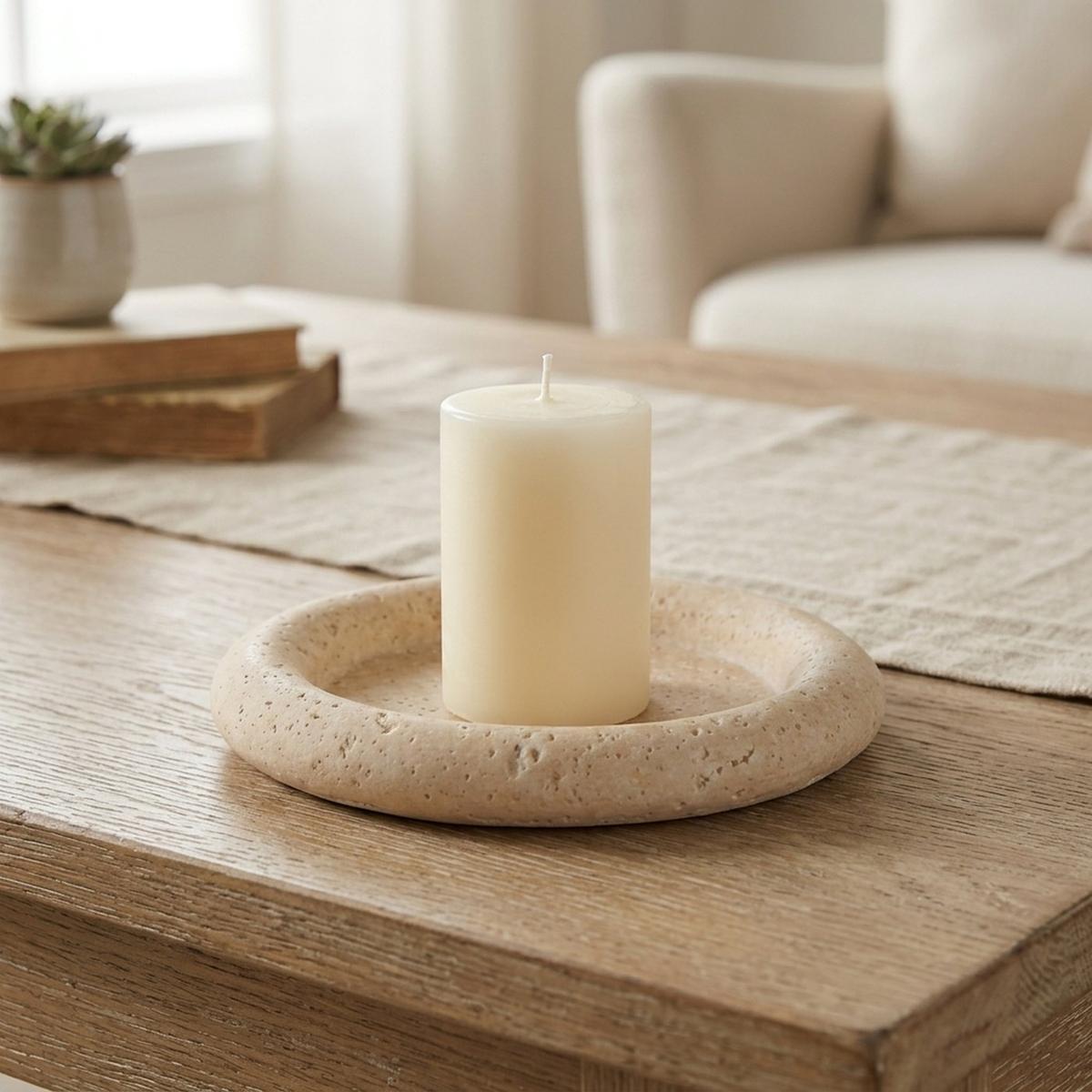 Plateau CHERTON Rond Poly Beige