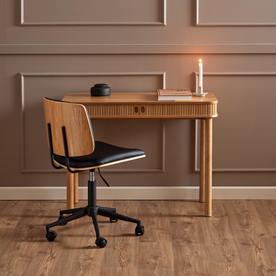 Bureaustoel MIKKEL PU Zwart/Eik Fineer Bureaustoel MIKKEL PU Zwart/Eik Fineer