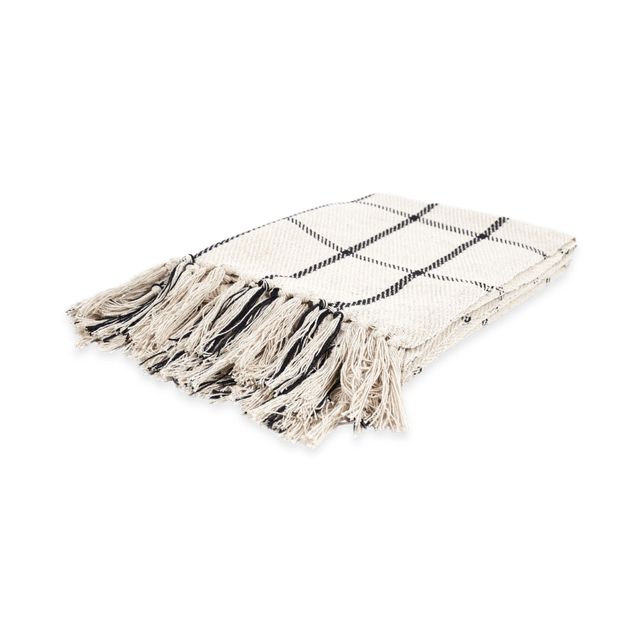 Plaid JELTA Katoen Beige/Zwart Plaid JELTA Katoen Beige/Zwart