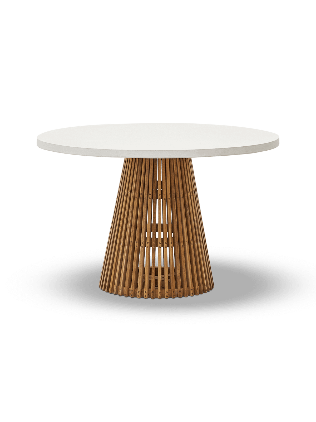 Ronde tuintafel Alcaufar van massief teakhout en wit cement ⌀120 cm