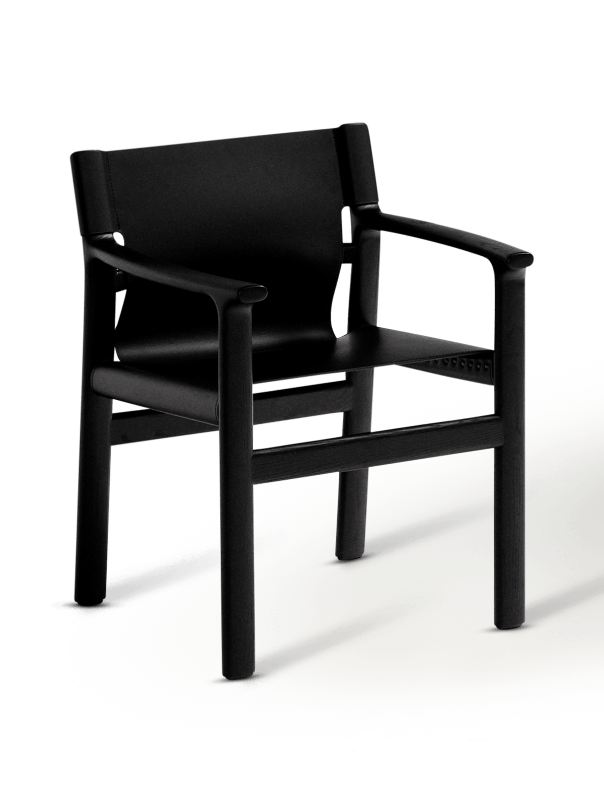 Zwarte Jan stoel gerecyclede leervezels en massief essenhout