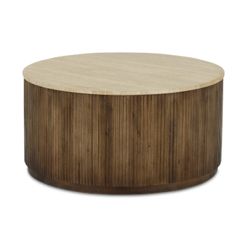 Salontafel MANDALA Ø90 Travertijn/Mango Donkerbruin Salontafel MANDALA Ø90 Travertijn/Mango Donkerbruin