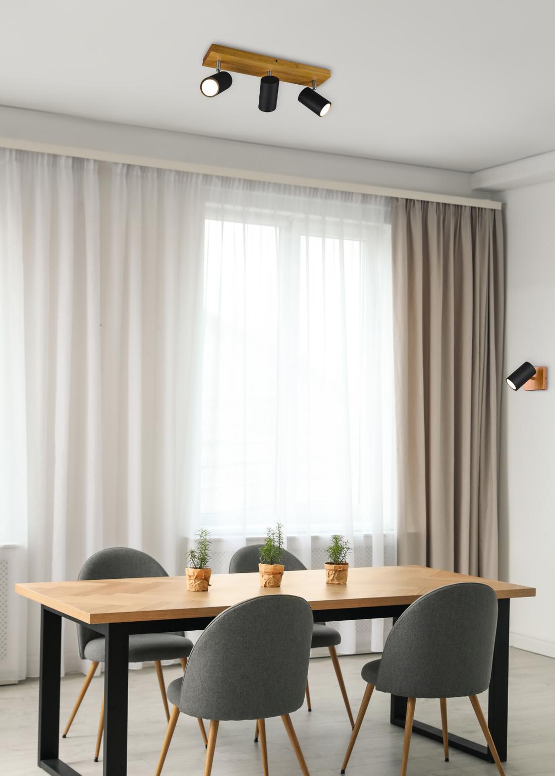 Spot MARLEY 1-Delig Hout/Metaal Zwart Spot MARLEY 1-Delig Hout/Metaal Zwart