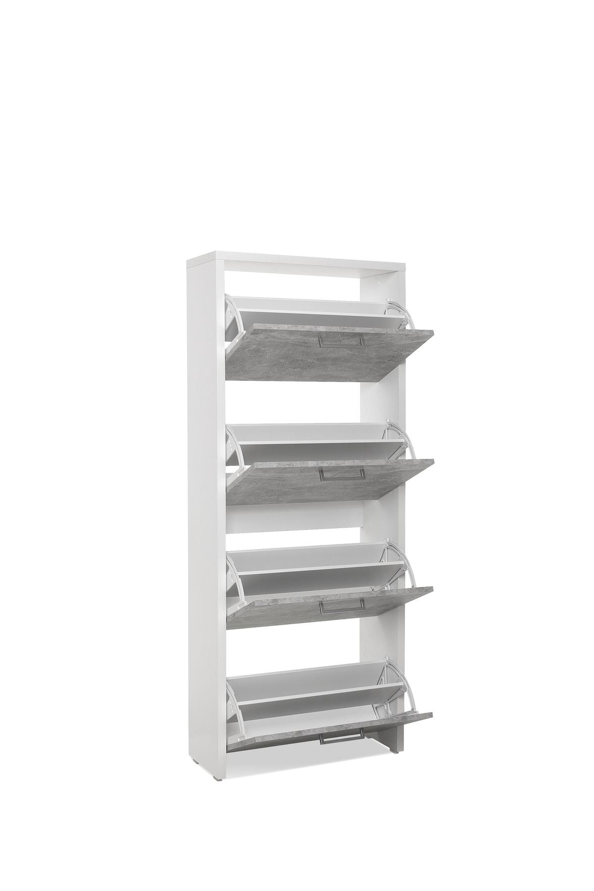 Schoenenkast 4L, B64-H158, Wit-Beton