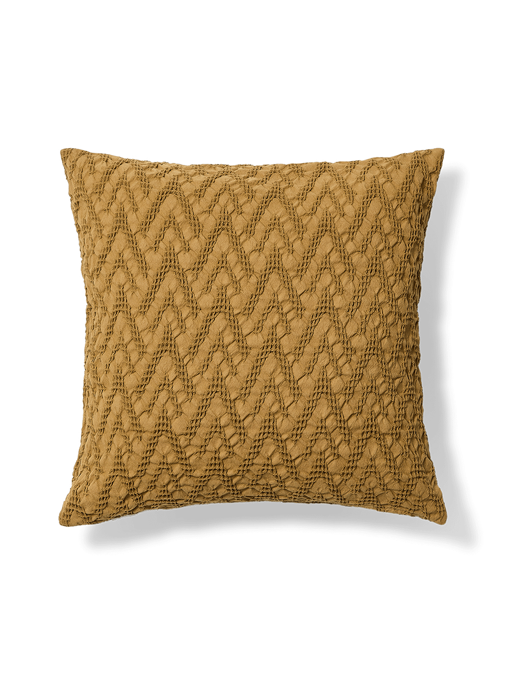 Evone kussenhoes van 100% katoen met wafelstructuur mosterd 50 x 50 cm