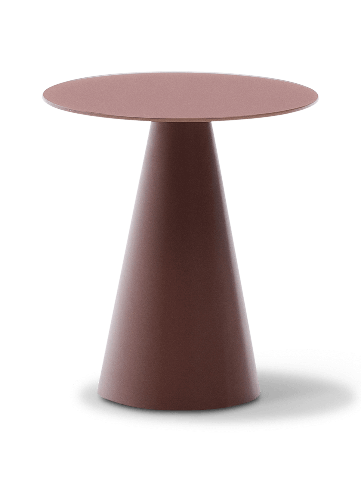 Wilshire bijzettafel van mat gehard glas en in mat terracotta gelakt staal ⌀50 cm