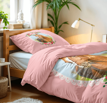 Dekbedovertrek CUTE HORSE 140 Roze Dekbedovertrek CUTE HORSE 140 Roze
