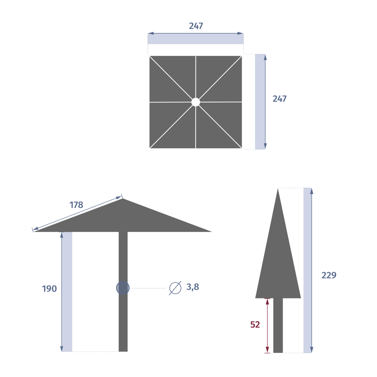 Parasol NOBILIS Grijs