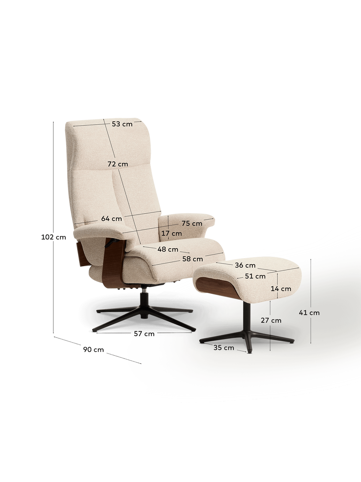 Draaistoel Toriel Beige/Zwart