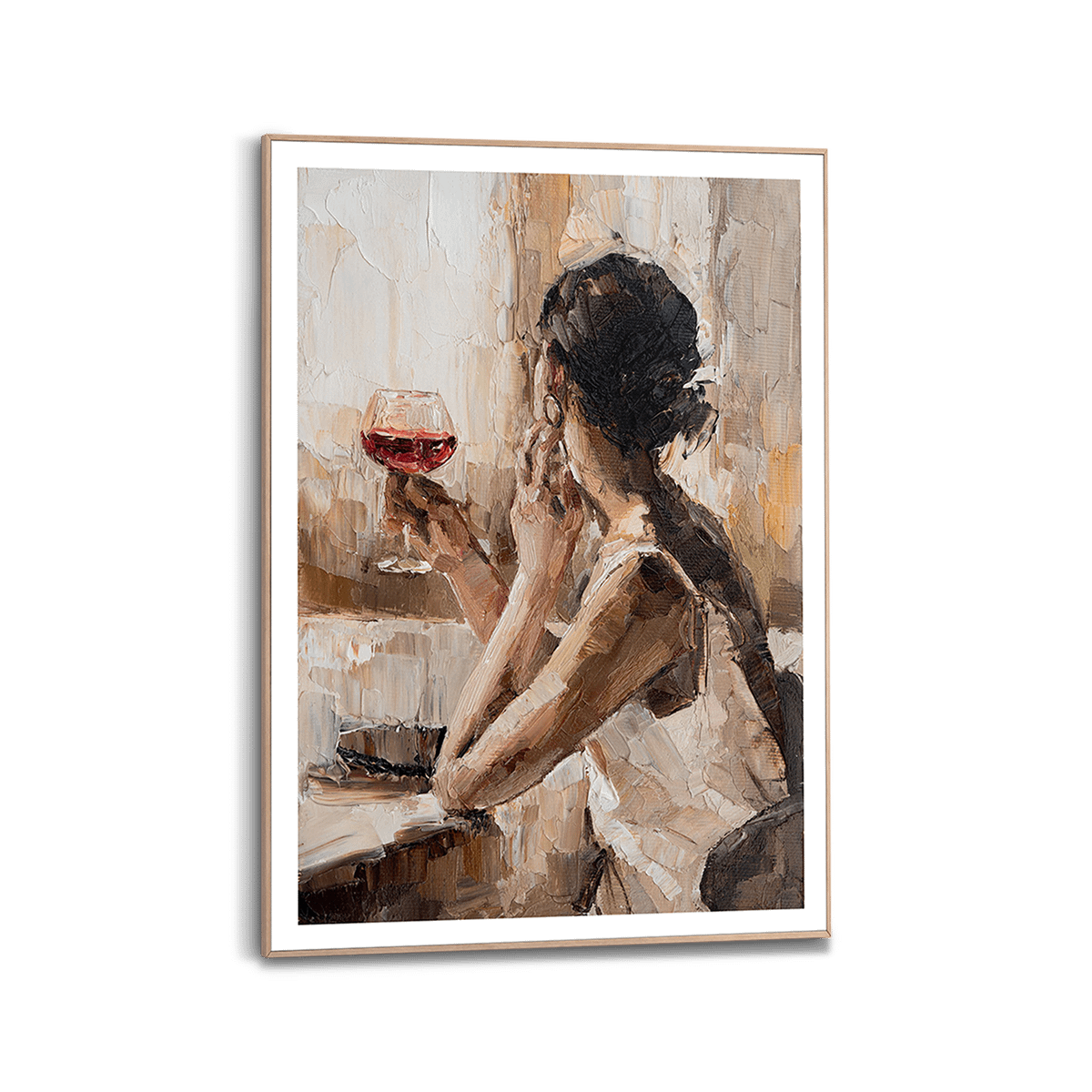 Framed Canvas DRINKING WINE Hout 50x70