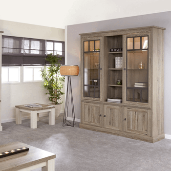 Vitrinekast COTTON Kristal Eik Licht Bruin B171 Vitrinekast COTTON Kristal Eik Licht Bruin B171