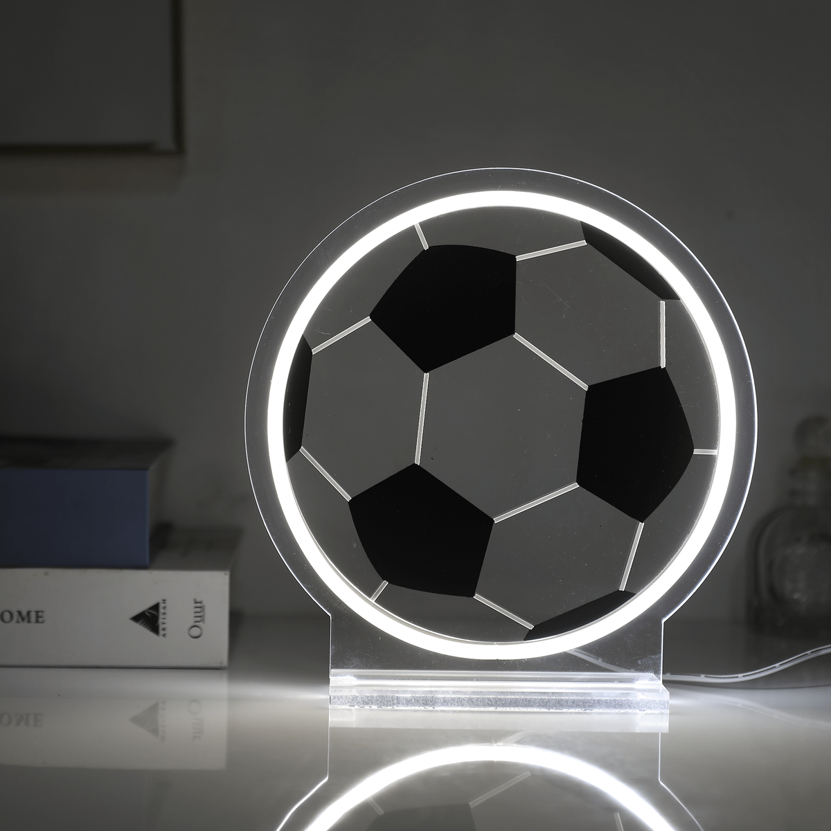 Tafellamp LED SIGN Voetbal Wit