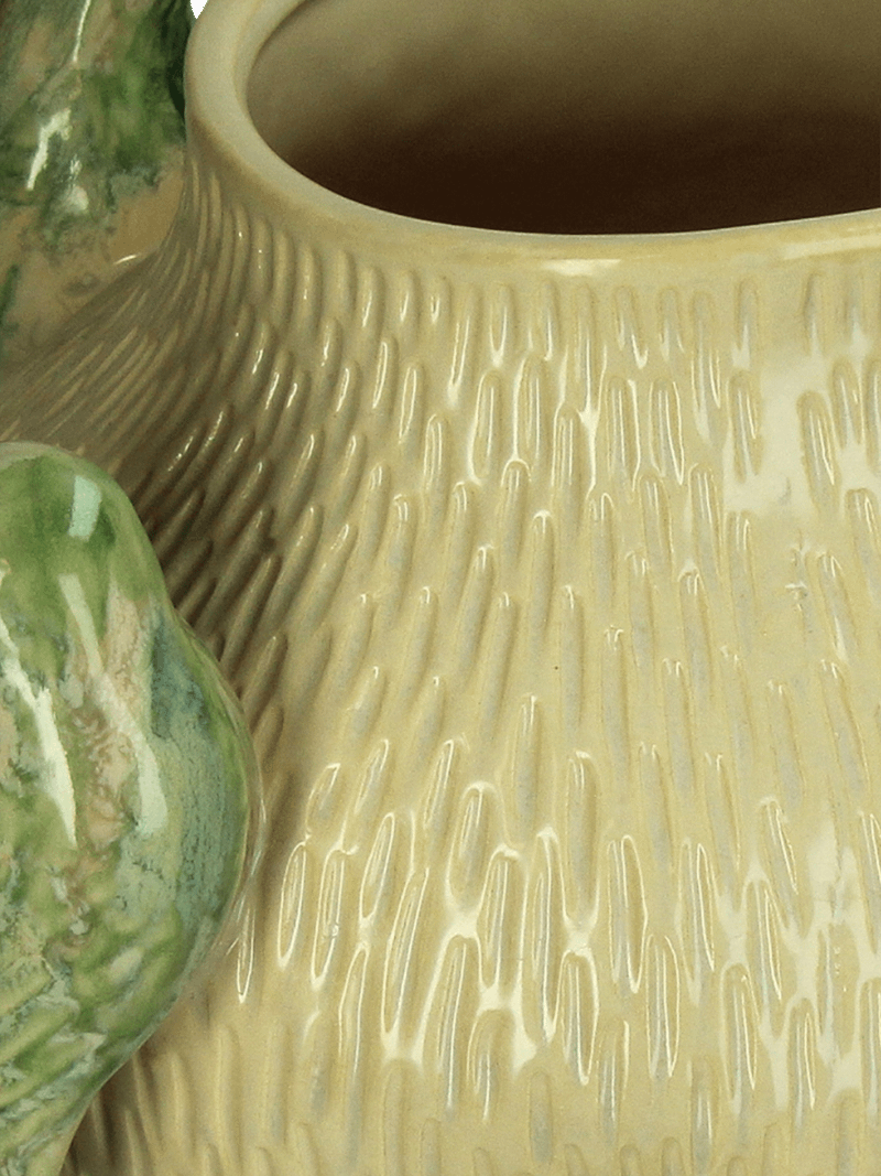 Vaas BENEDEK Vogels Ker. Beige/Groen