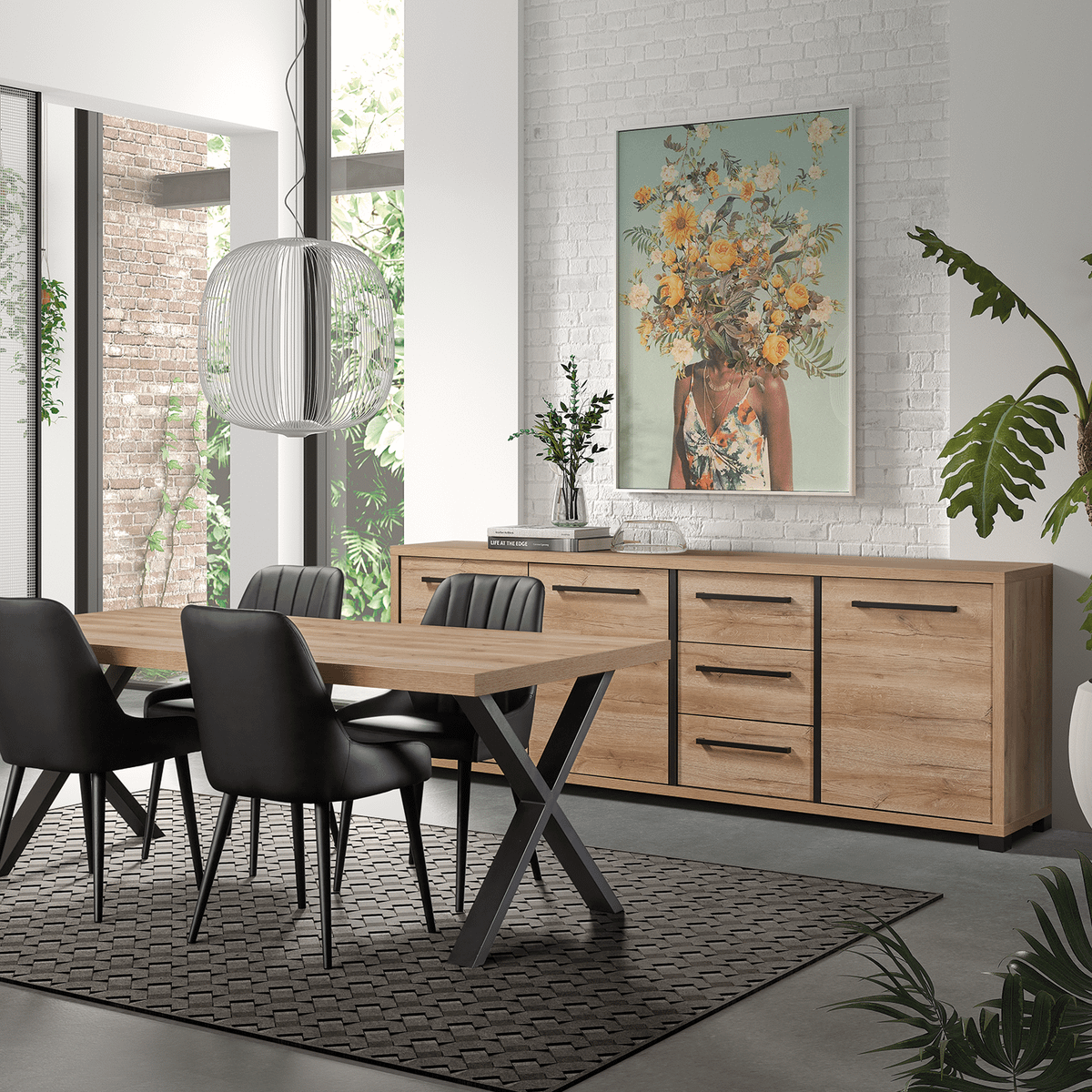 Dressoir FABIAN Arizona Oak/Nero B241