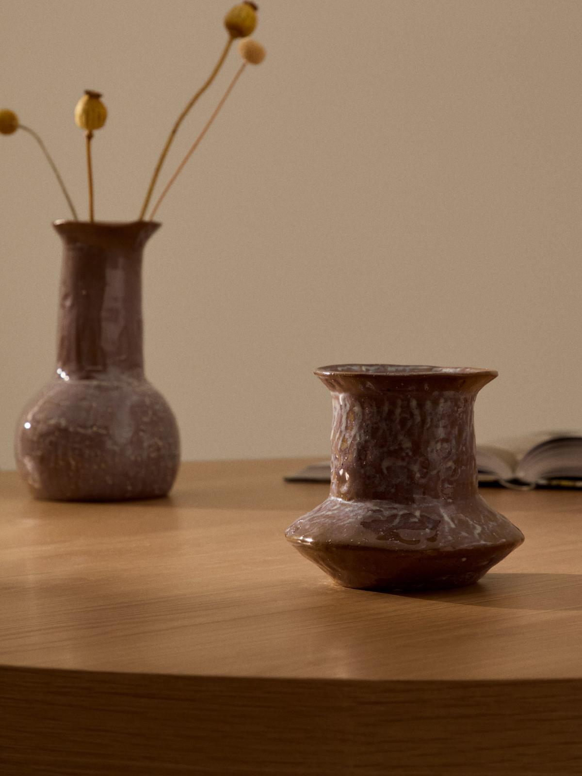 Olaris bruine keramische vaas 16 cm