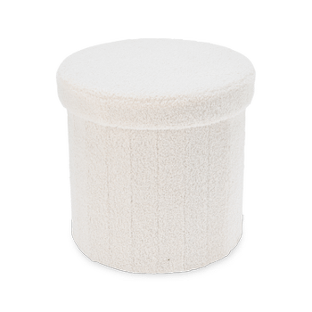 Opbergpouf BUOLI Rond Teddy Wit Opbergpouf BUOLI Rond Teddy Wit