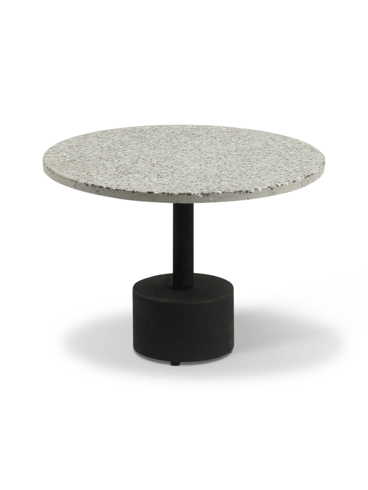 Delano grijs terrazzo bijzettafeltje met zwart stalen poten, ⌀55 cm