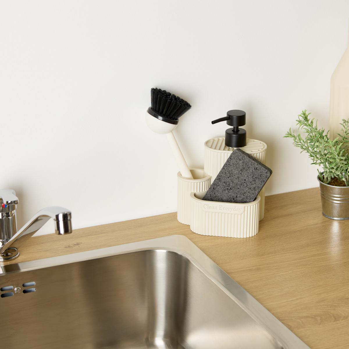 Zeepdispenser TERZIA met Scrubby + Borstel Beige
