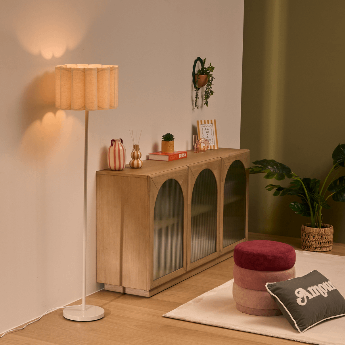 Vloerlamp RONIA Beige m/Kap
