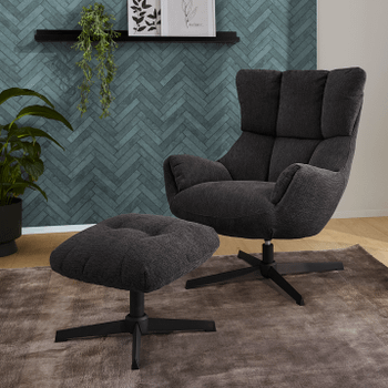 Draaizetel LIONEL met Poef Antraciet Draaizetel LIONEL met Poef Antraciet