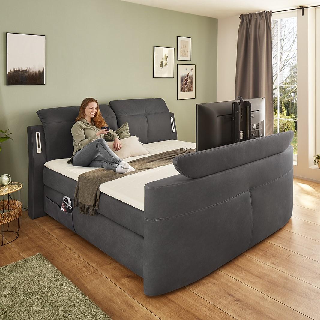 Boxspring DOMBURG Microvezel 421/09 Donkergrijs 180x200