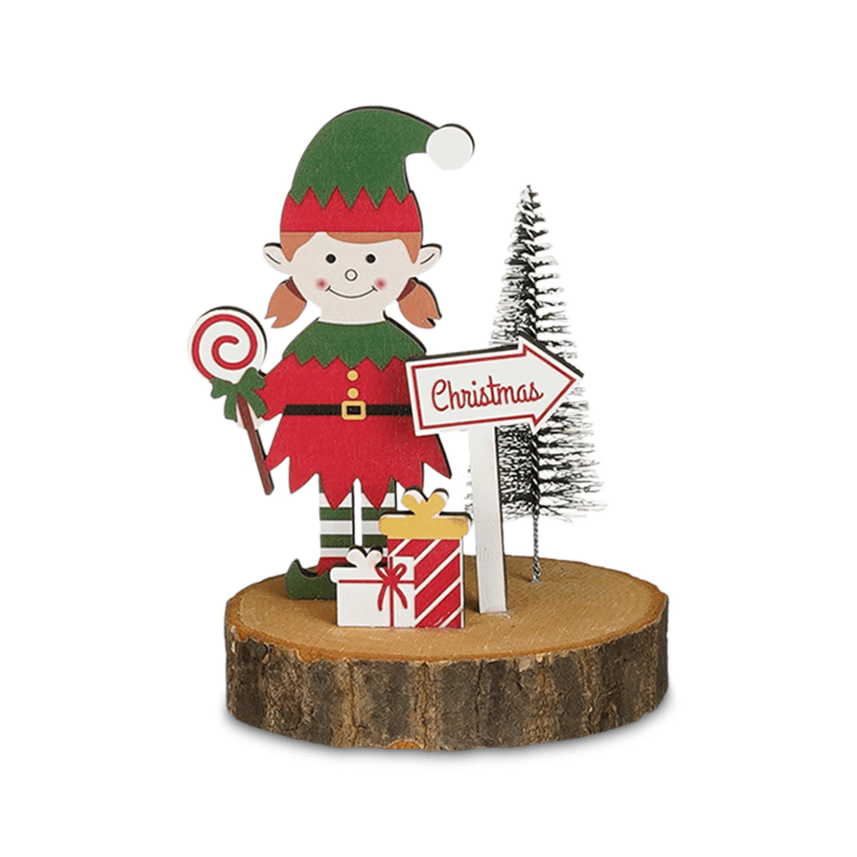 Figuur Elf Hout/Groen/Rood Ass.