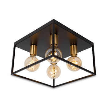 Plafonnier RUBEN 4Del. VK Zwart/Mat Goud Plafonnier RUBEN 4Del. VK Zwart/Mat Goud