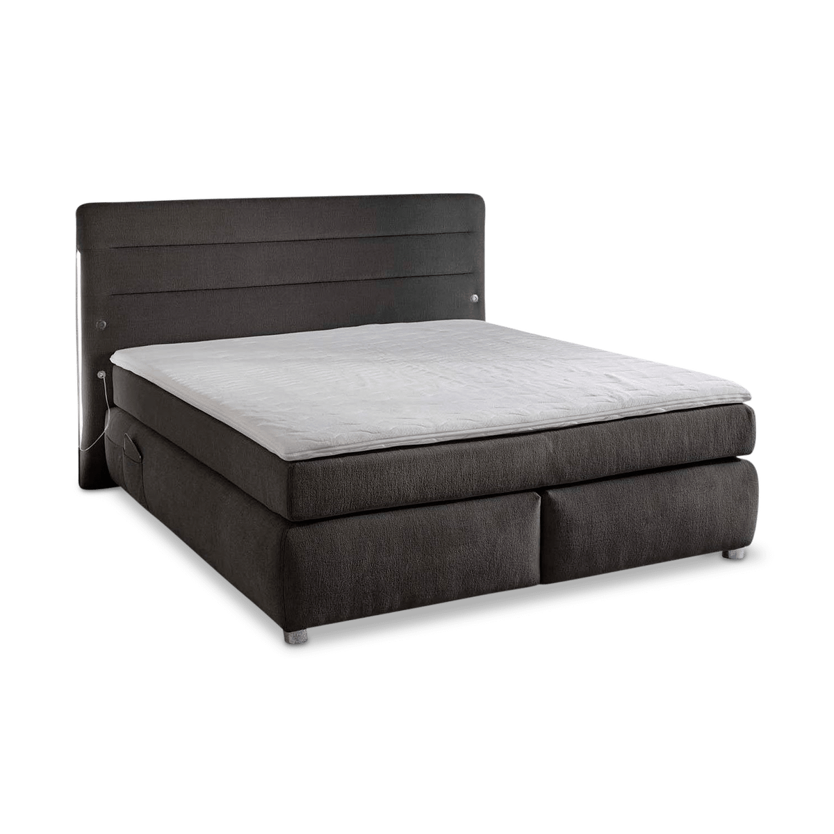 Boxspring LELYSTAD Chenille Donkergrijs 180x200