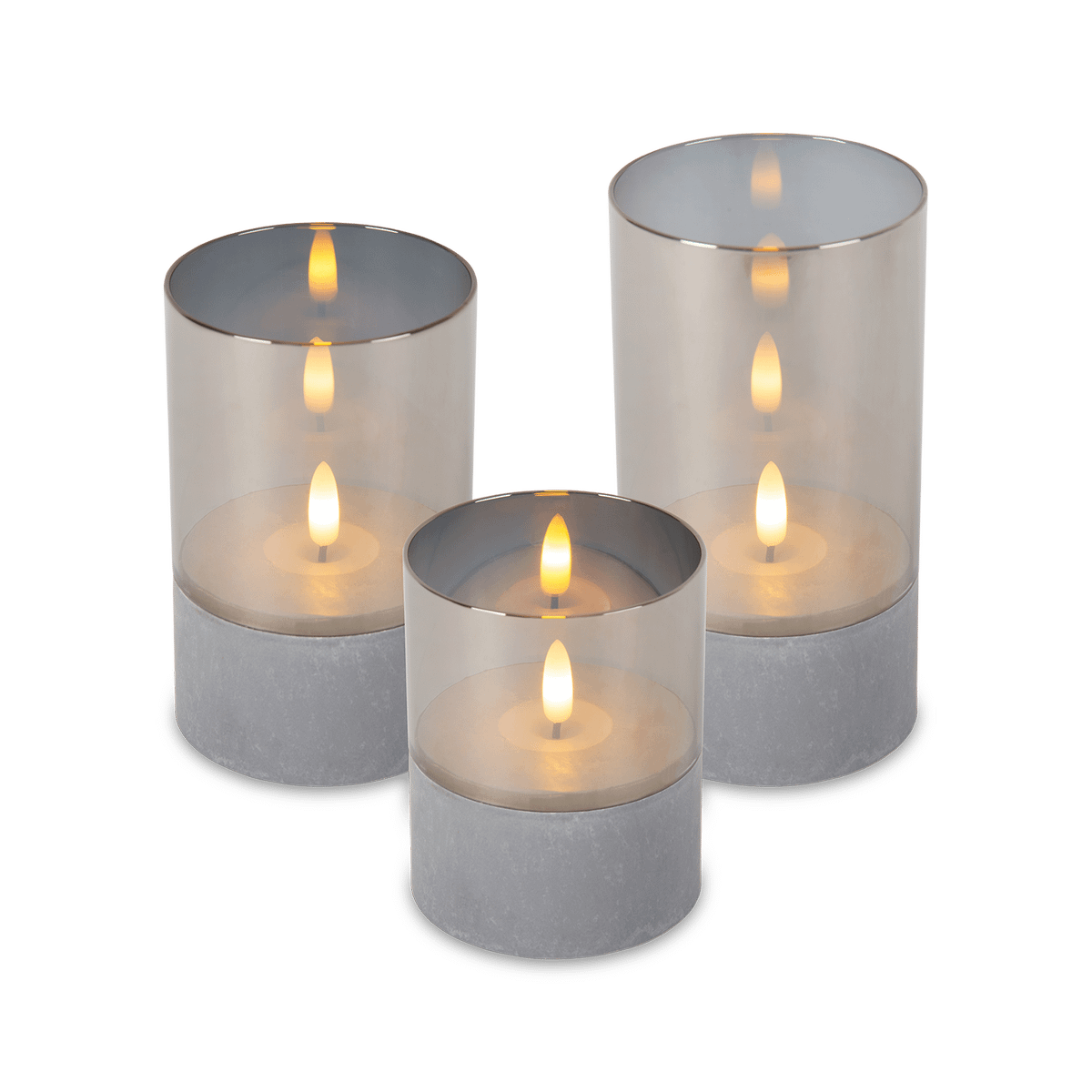Tafellamp VELAS S/3 Kaarseffect Glas Grijs