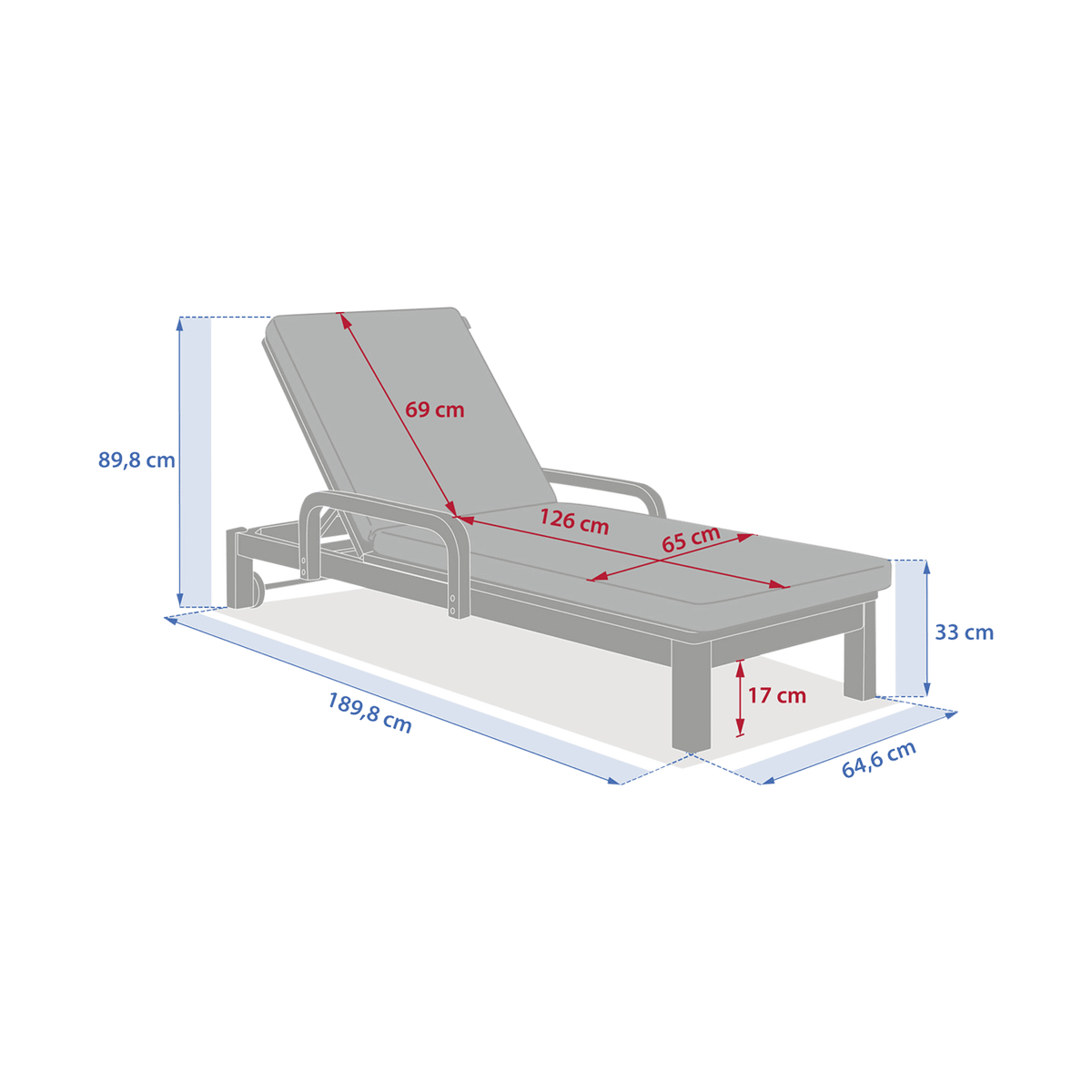 Verstelbaar Ligbed PORTOFINO Acacia/Taupe