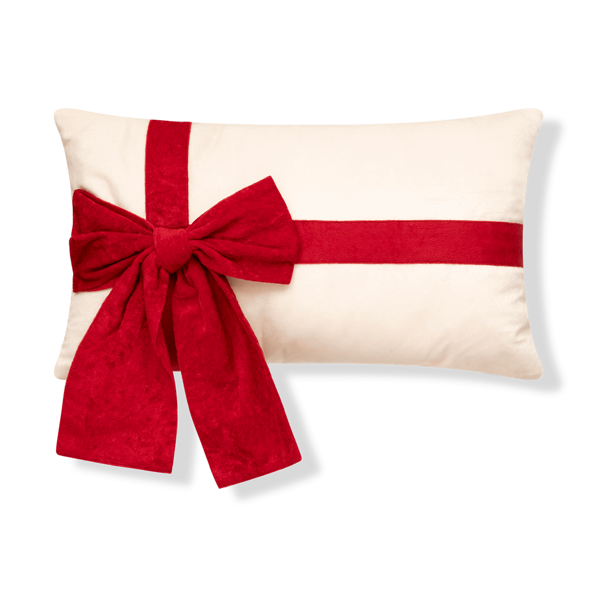 Kussen GIFTY Beige met Strik Rood