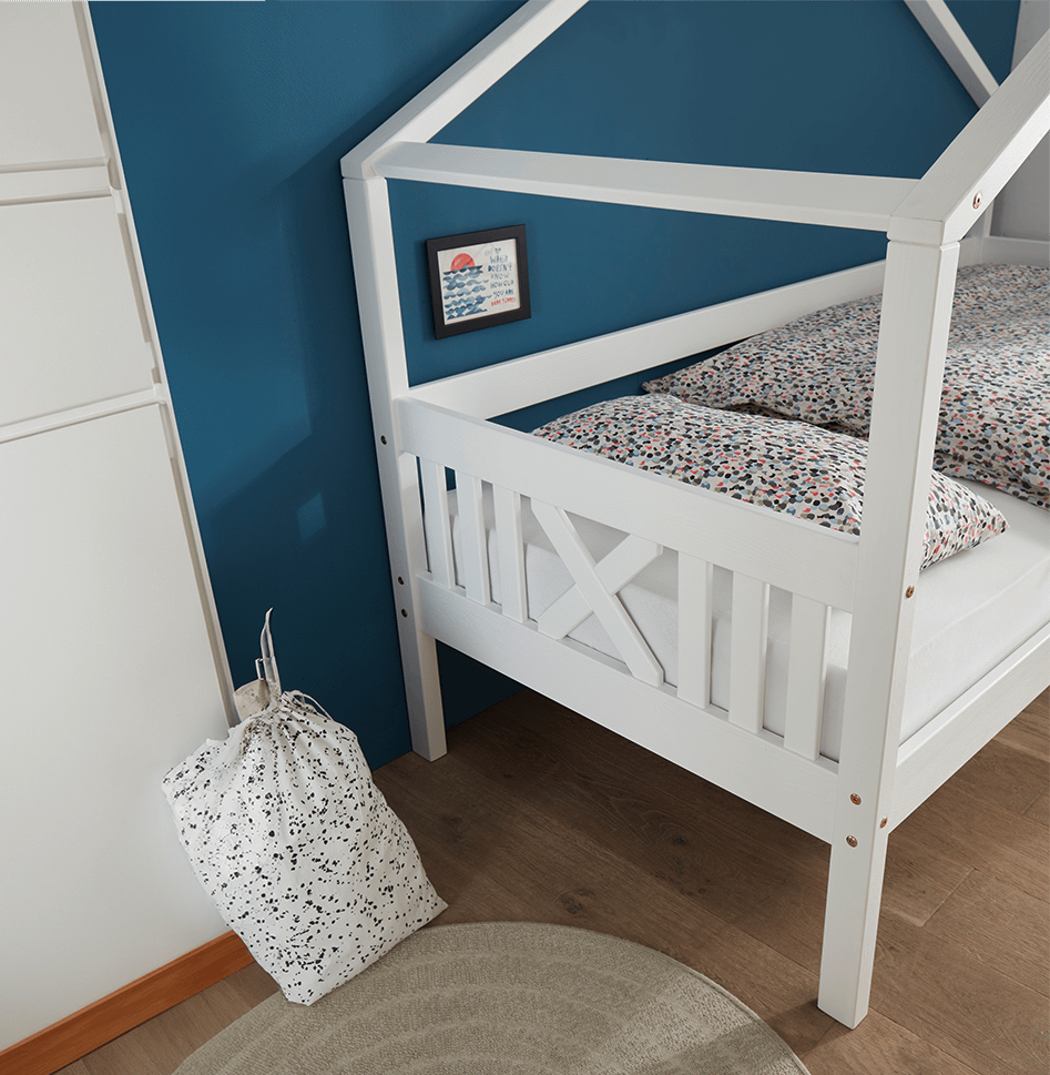 Hemelbed SOLVITA Wit Grenen 90x200