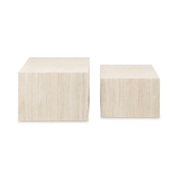 Set van 2 salontafels LIVA Travertijnlook Set van 2 salontafels LIVA Travertijnlook