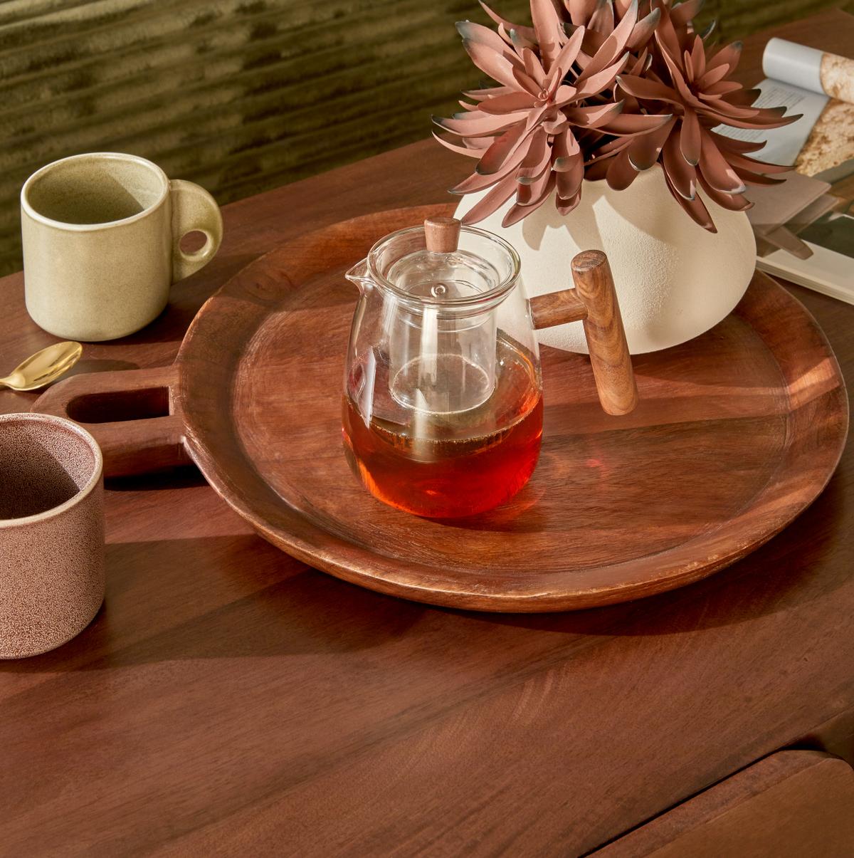 Theepot TWISTE 80cl Glas Transparant/Hout