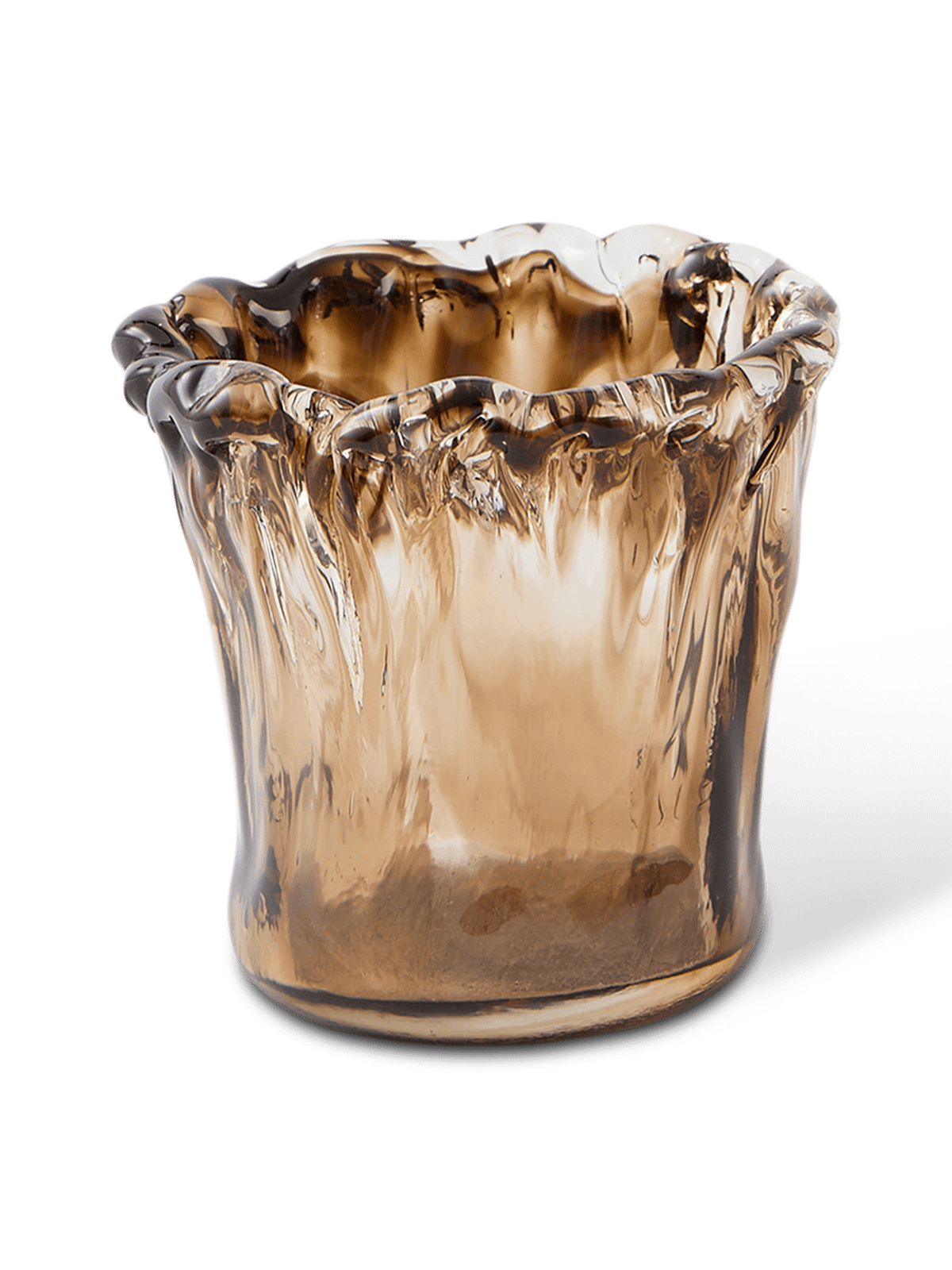 Theelichthouder Myron S Glas Bruin